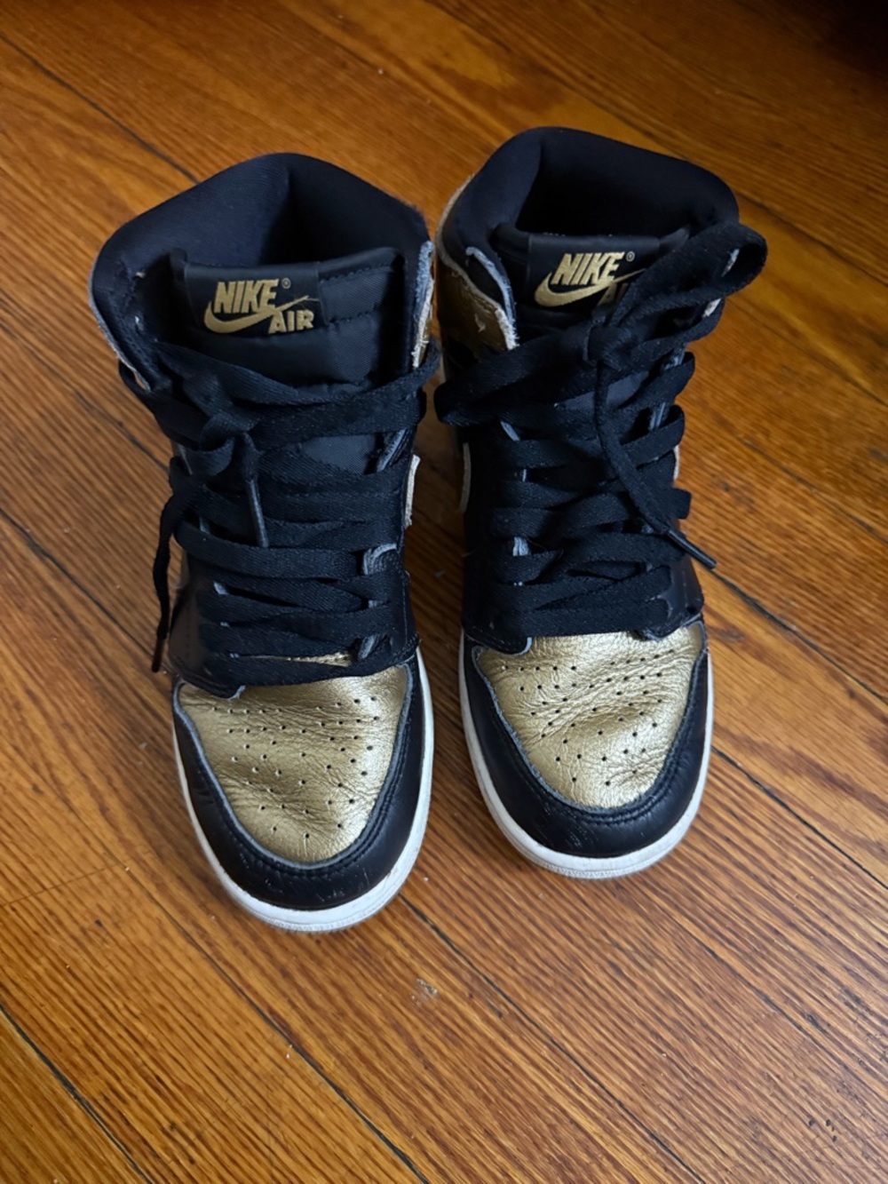 Nike Kids High-Top Sneakers in Black and Metallic Gold